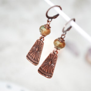 Final stock clearance no restocking 50% Boho chick earrings, sun copper errings, festival beaded earrings, Estibela design, 5.5cm 2 image 6