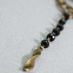 Ethnic Spiral Necklace, Black Agate Beaded Necklace, Trimal Multilayer Leather Necklace, 45 cm 17.5 image 3