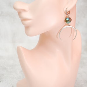 Large half moon earrings, big oval glass earrings, stainless steel hook, 6.5cm 2.5 image 7