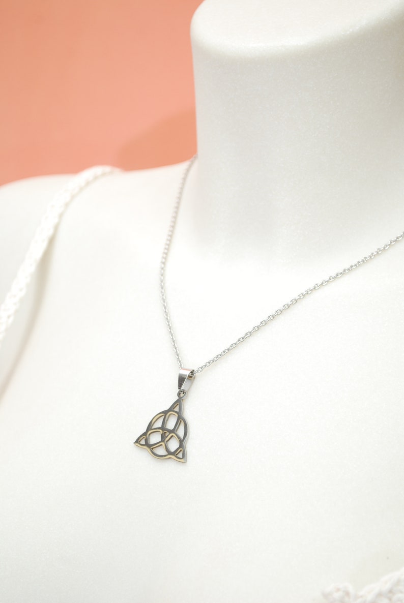 Charmed Pendant, witch symbol pendant, Stainless steel, Triquetra necklace, Vampire Charmed jewelry image 6