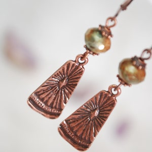 Final stock clearance no restocking 50% Boho chick earrings, sun copper errings, festival beaded earrings, Estibela design, 5.5cm 2 image 7