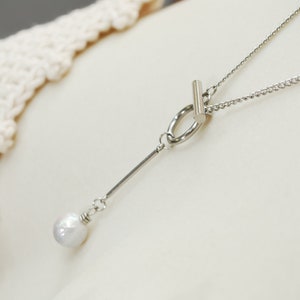 Minimalist Freshwater Pearl Necklace Choker with Stainless Steel Chain. image 4