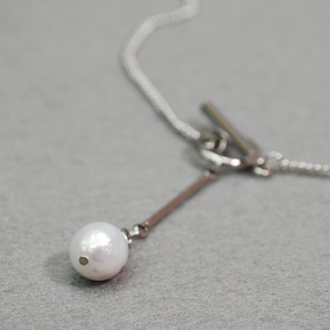 Minimalist Freshwater Pearl Necklace Choker with Stainless Steel Chain. image 2