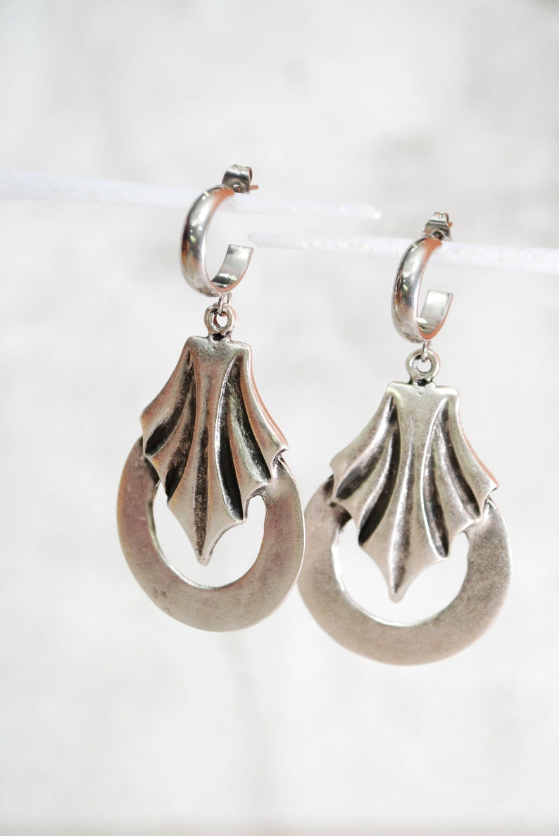 Abstract shape silver earrings, tribal earrings, boho earrings, free style, uniqe design 6,5cm 2 1/2 image 2