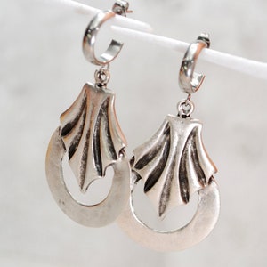 Abstract shape silver earrings, tribal earrings, boho earrings, free style, uniqe design 6,5cm 2 1/2 image 3