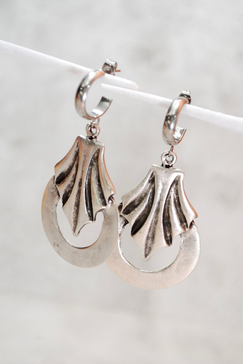 Abstract shape silver earrings, tribal earrings, boho earrings, free style, uniqe design 6,5cm 2 1/2 image 3