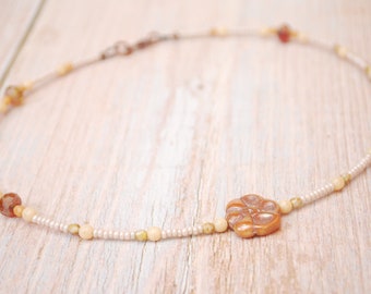 Flower  choker, beaded trend y2k choker, summer jewelry, boho bride necklace, 1990th style,15" 38cm