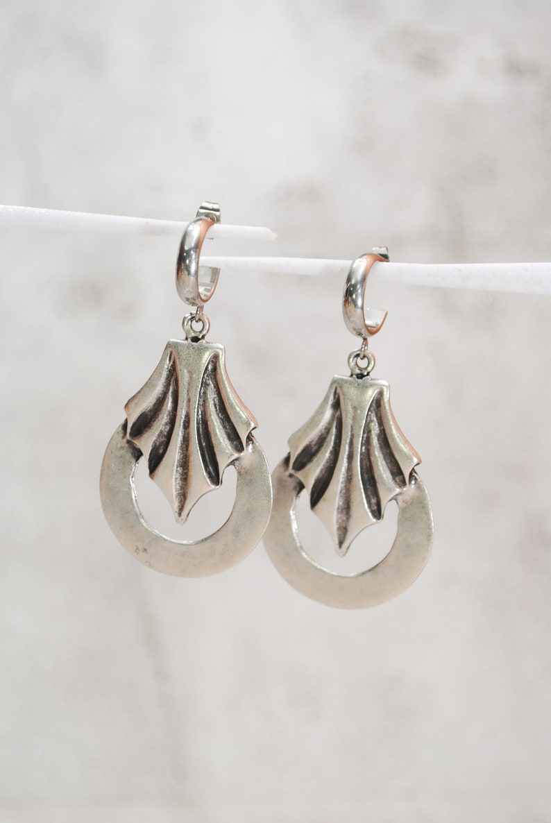 Abstract shape silver earrings, tribal earrings, boho earrings, free style, uniqe design 6,5cm 2 1/2 image 5