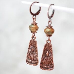 Final stock clearance no restocking 50% Boho chick earrings, sun copper errings, festival beaded earrings, Estibela design, 5.5cm 2 image 5