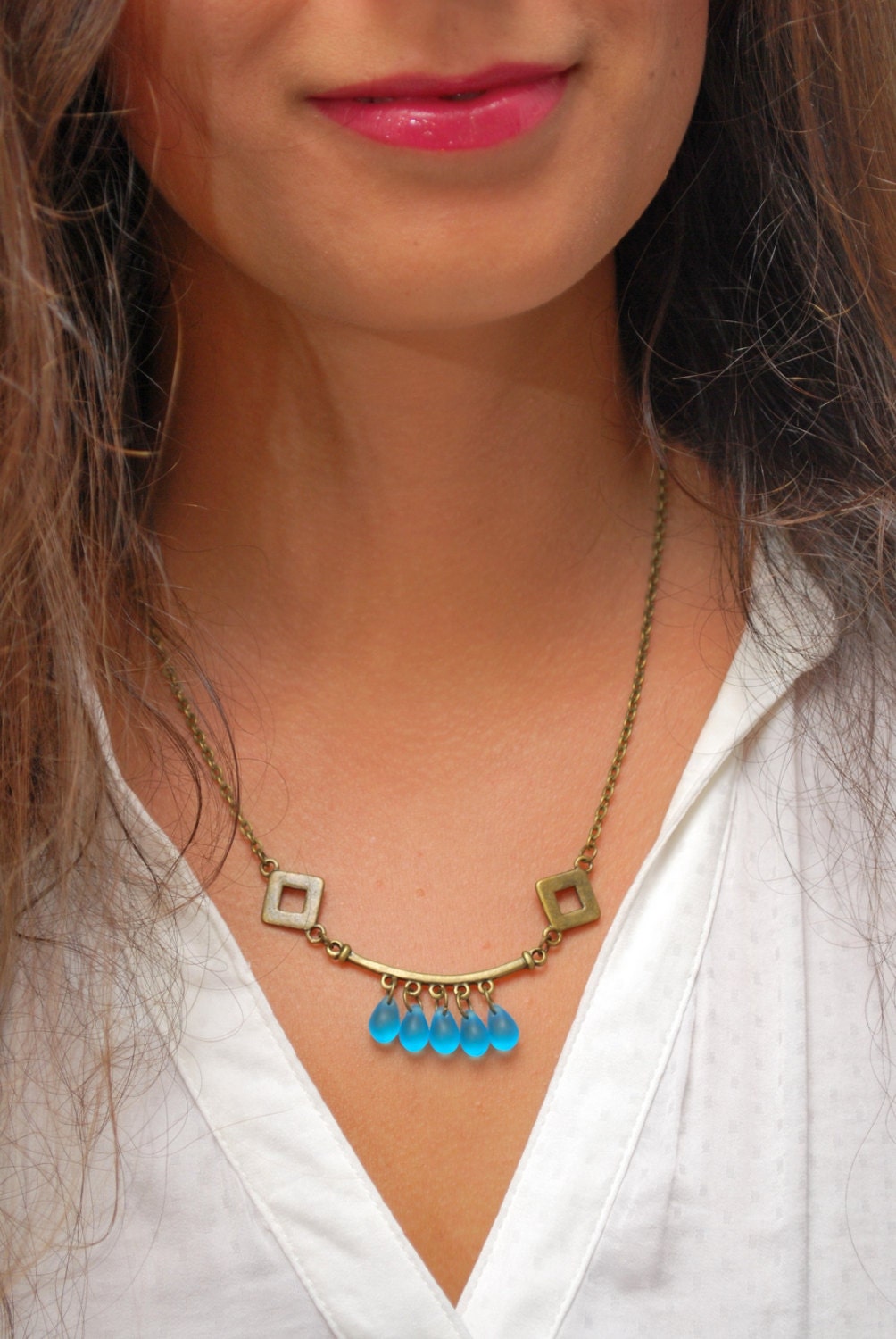 Rustic Bronze Necklace Turquoise Necklace Gypsy Necklace Etsy