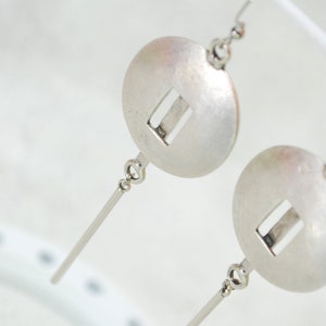 Artisanal Elegance: Limited Edition Antique Silver Abstract Long Earrings, 10cm 4 image 4