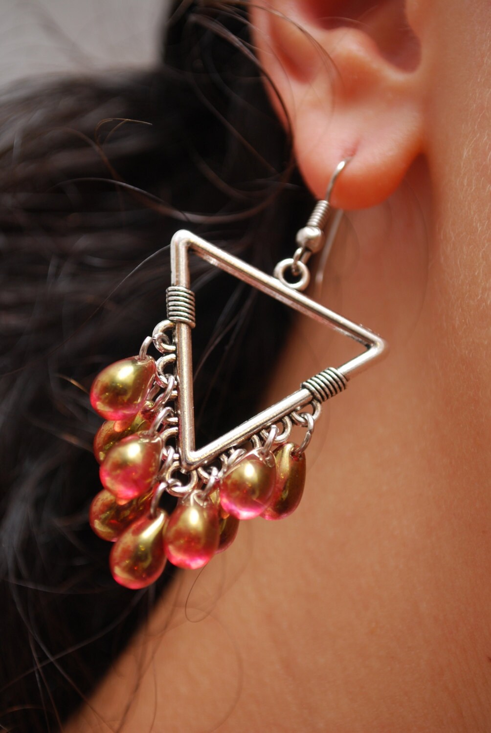 Triangle earrings Geometric earrings Rustic earrings