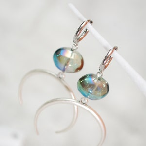 Large half moon earrings, big oval glass earrings, stainless steel hook, 6.5cm 2.5 image 3