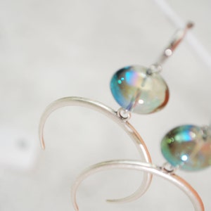 Large half moon earrings, big oval glass earrings, stainless steel hook, 6.5cm 2.5 image 4