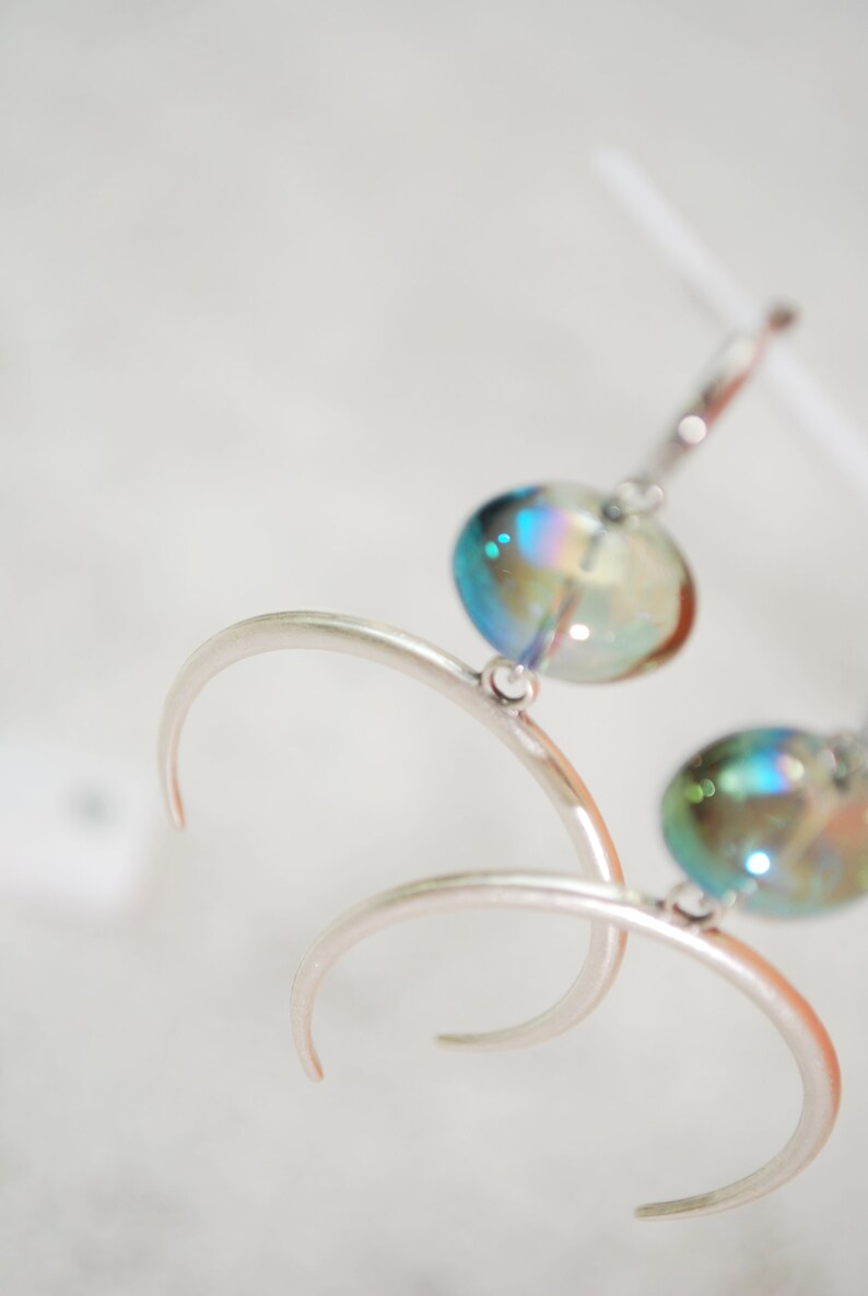 Large half moon earrings, big oval glass earrings, stainless steel hook, 6.5cm 2.5 image 4