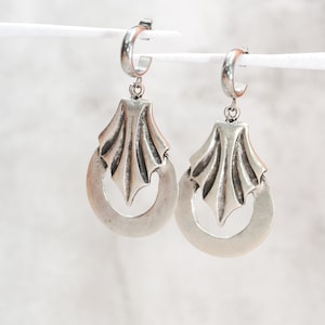 Abstract shape silver earrings, tribal earrings, boho earrings, free style, uniqe design 6,5cm 2 1/2 image 6