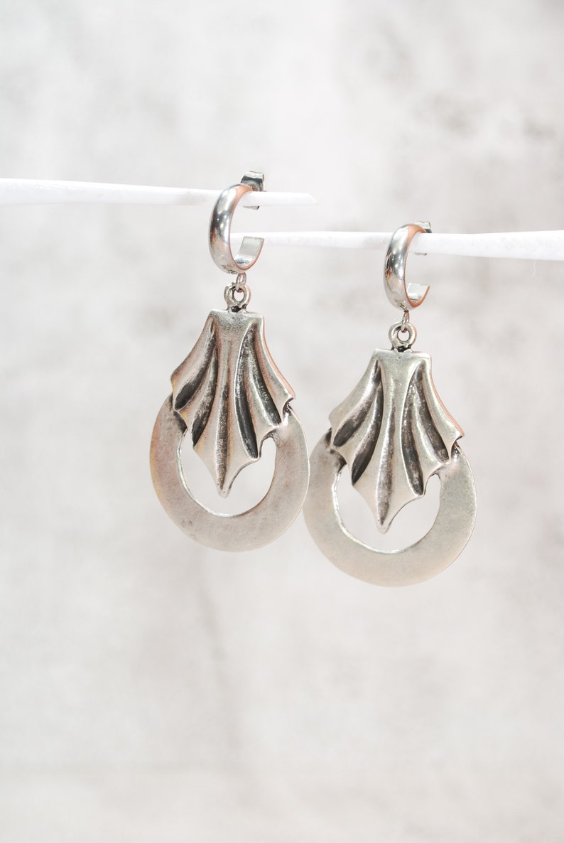 Abstract shape silver earrings, tribal earrings, boho earrings, free style, uniqe design 6,5cm 2 1/2 image 6