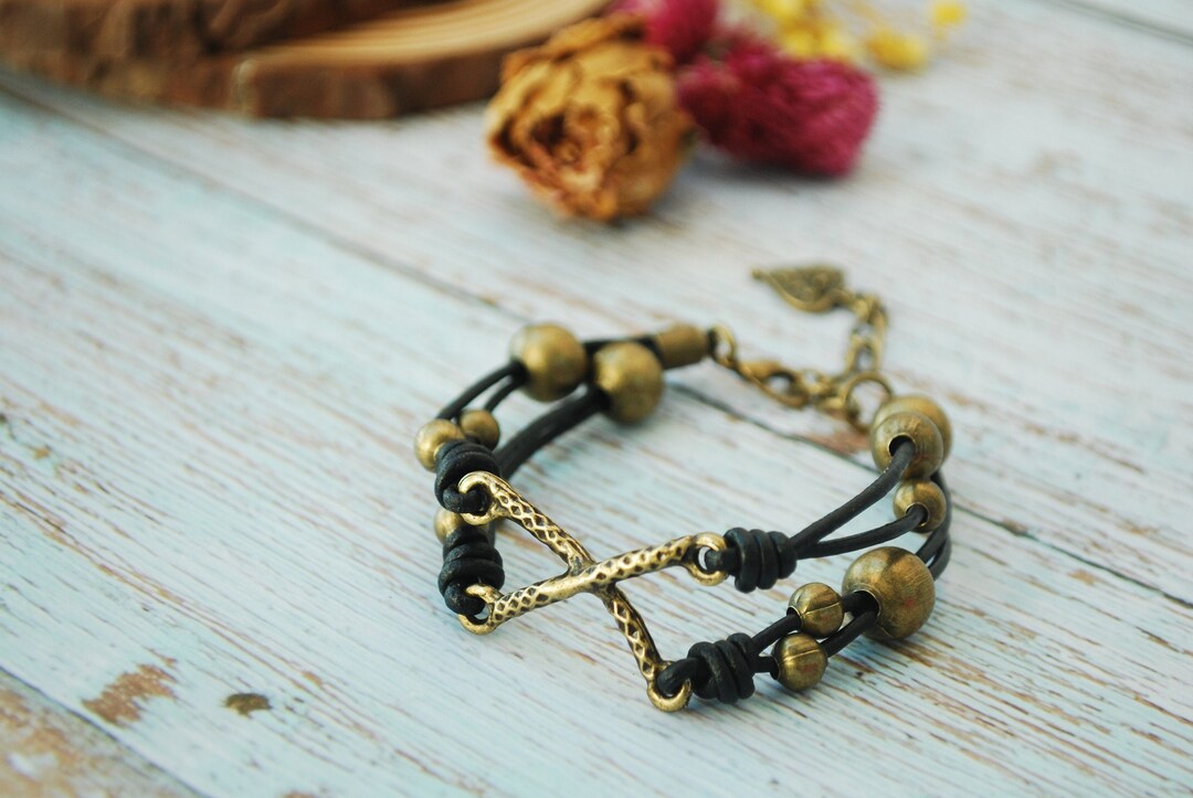 Store Closing Soon Final Stock 75% Black X Leather Bracelet, Bronze Beaded Jewelry, Goth Biker Rock Jewelry Bracelet. - Etsy UK Store Closing Soon Final Stock 75% Black X Leather Bracelet, Bronze Beaded Jewelry, Goth Biker Rock Jewelry Bracelet. - Etsy UK