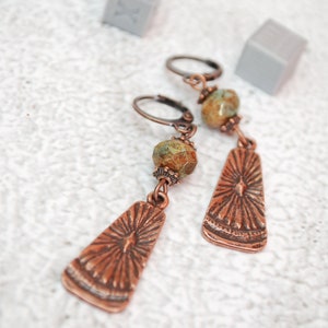 Final stock clearance no restocking 50% Boho chick earrings, sun copper errings, festival beaded earrings, Estibela design, 5.5cm 2 image 8