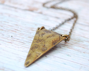 Final stock clearance - Until May 11 - no restocking - 50% - Geometric texture triangle pendant, boho necklace, simple everyday.