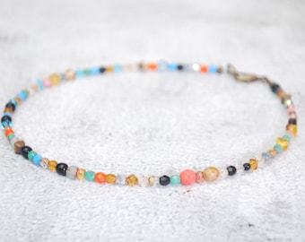 Final stock clearance -  Until 15th MAY- 50% -  Mixed beaded choker, trendy colorful necklace, stylish simple jewelry,  39cm 15.5"