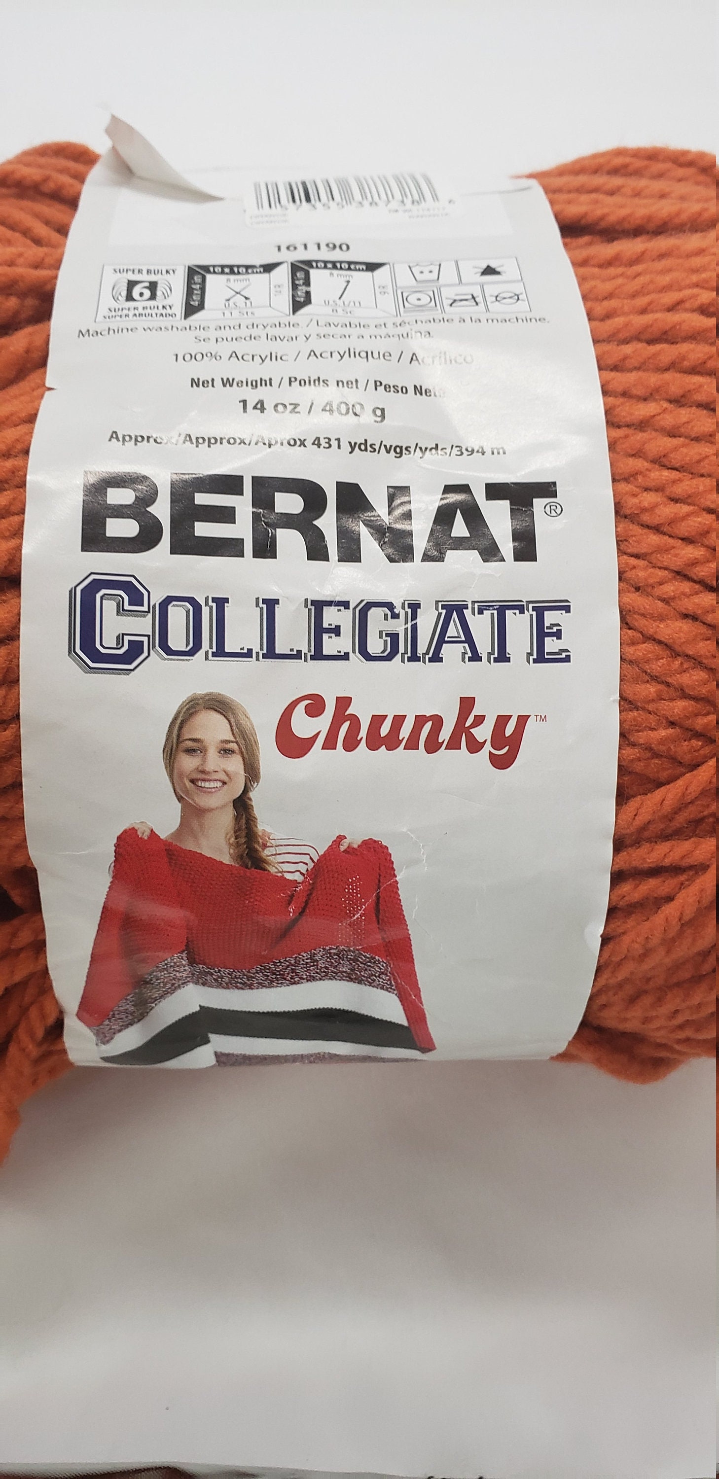 Bernat Softee Chunky Yarn, Lot of 4, Super Bulky, Color: 2 Black & 2 Orange