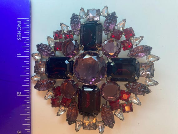 Albert Weiss Red and Purple Gem Brooch 1950s - image 6
