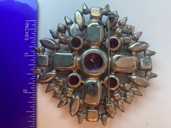 Albert Weiss Red and Purple Gem Brooch 1950s - image 5