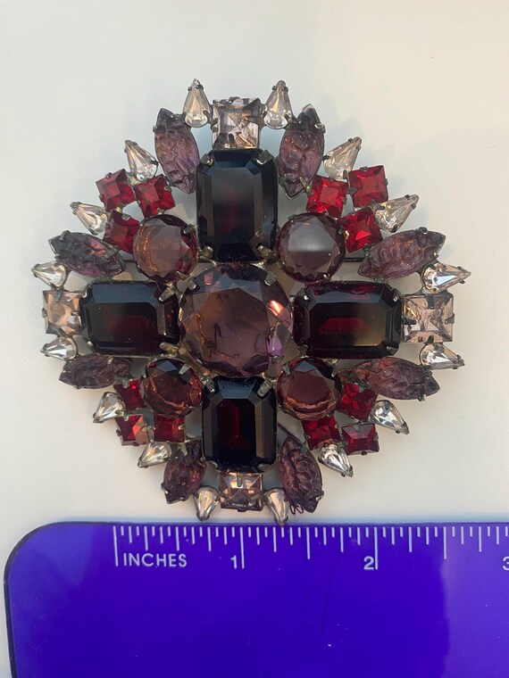 Albert Weiss Red and Purple Gem Brooch 1950s - image 2