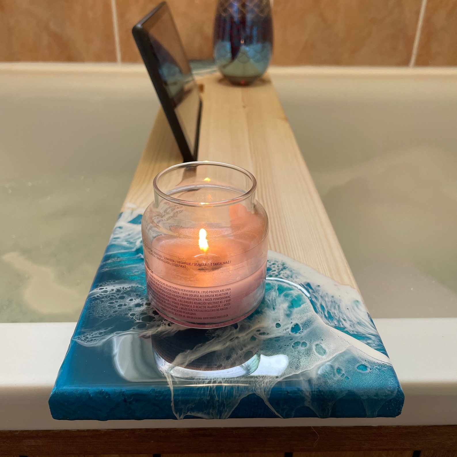 Bath Caddy, Bath Tray, Resin Art, Resin Ocean, Ocean Tray, Bath Butler ...