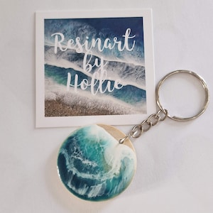 Sleutelhanger hars oceaan, sleutelhanger, sleutelhouder, harskunst, harsstrand, verjaardag, cadeau bruidsmeisje, cadeau huwelijksfeest, unieke sleutelhanger