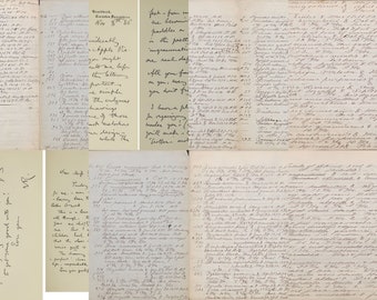 May include: A collection of handwritten pages with faded ink, likely from a journal or ledger. The pages contain a mix of text and numbers, with some entries including dates and names. The text is difficult to read, but appears to be related to business transactions or personal accounts.