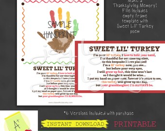 Söt liten kalkon (6 versioner) - Digital nedladdning för Thanksgiving