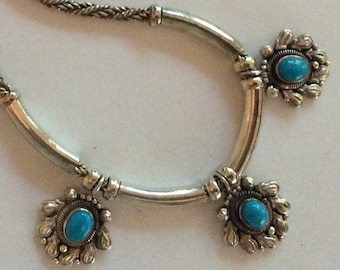 Handmade Sterling Silver Turquoise Pendant Necklace: Vivid Blue Jewelry