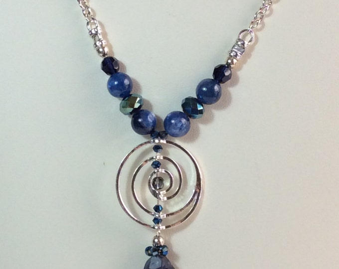 Necklace, Deep Mysterious Blue, Kyanite Necklace, Spiral Necklace, Labradorite and Kyanite Necklace