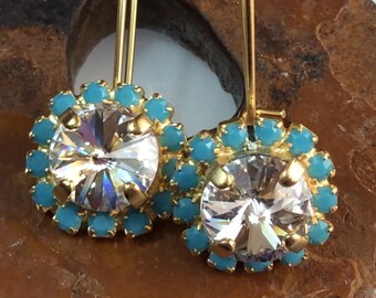 Earrings, Turquoise Crystal Earrings