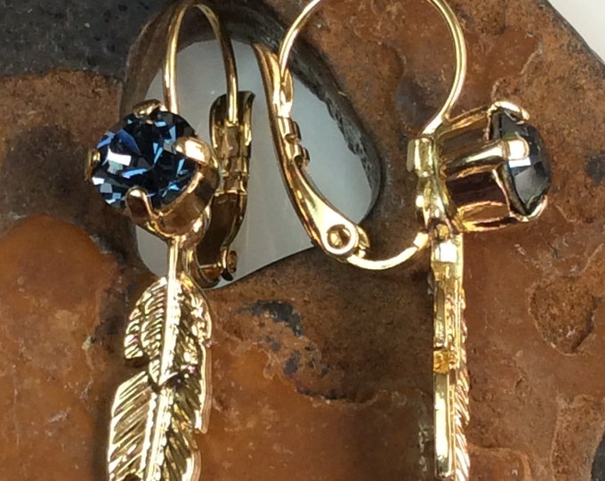 Earrings, Swarovski, Swarovski feather earrings