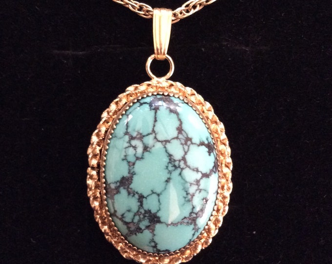 Pendant, Turquoise Jewelry, Turqoise Pendant, Gold Filled Turquoise pendant, Turquoise, Gold and Turquoise, Blue Turquoise