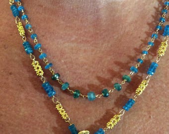 Necklace, Apatite Necklace, Ocean Dream, Sealife Jewelry, Apatite Jewelry, Turtle Jewelry, Apatite and Gold Apatite Necklace, Apatite, Gold
