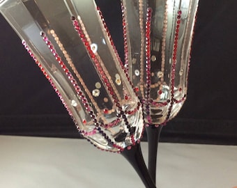 Glasses, Champagne Glasses, Passion Flutes, Toasting Glasses, Wedding, Occasions, Crystalized Glasses, Collectible Glasses, Challis