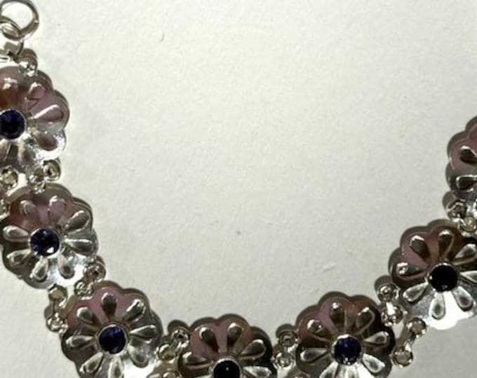 Bracelet, Sterling Iolite Bracelet, Link style sterling silver bracelet, Iolite faceted gemstones