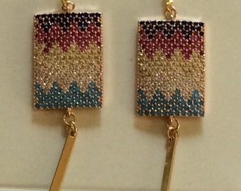 Gold Filled Micro Pave Earrings: Cubic Zirconia Geometric Drops