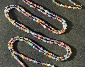 LONG genuine gemstone necklace, 2026 fashion trend, Amethyst, Apatite, Carnelian, Garnet, Quartz Gem necklace