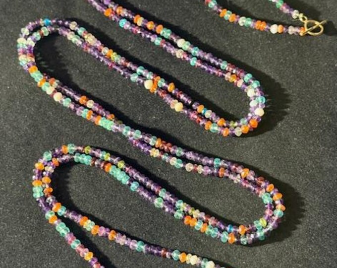 LONG genuine gemstone necklace, 2026 fashion trend, Amethyst, Apatite, Carnelian, Garnet, Quartz Gem necklace