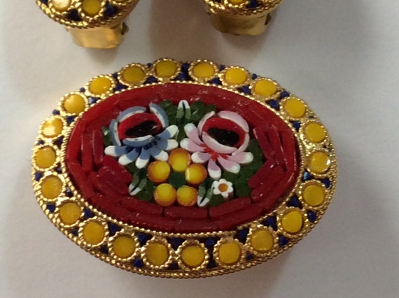 Brooch and Earring set, Vintage Mosaic set, Itali… - image 3
