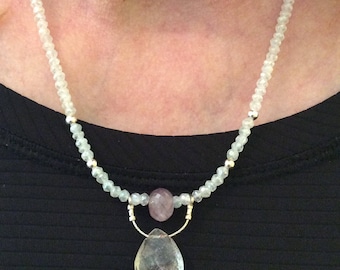 Necklace, Crystal and Sapphire Necklace