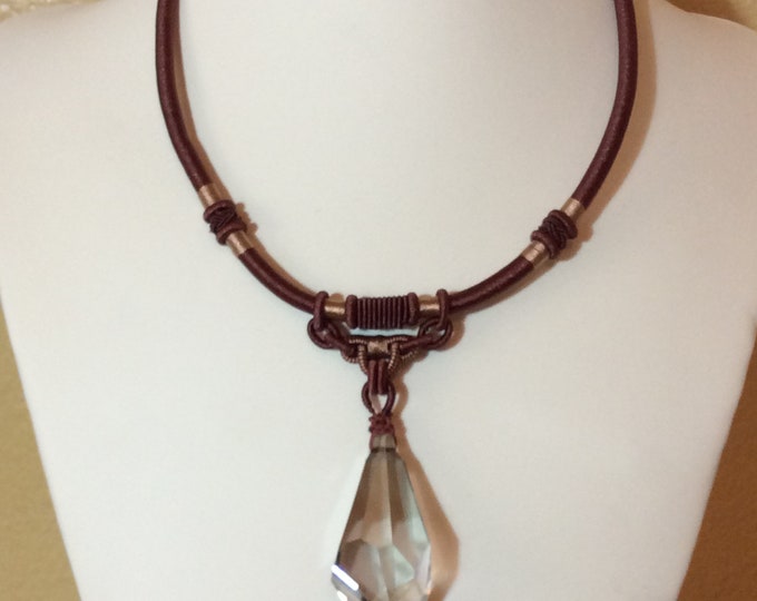 Necklace, Swarovski Faceted Teardrop Necklace, Swarovski Statement Necklace, Swarovski Crystal