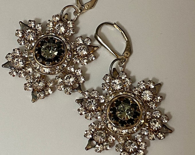 Earrings, Star earrings, Swarovski Crystal, Big Bling Earrings, Snowflake earrings, Crystals