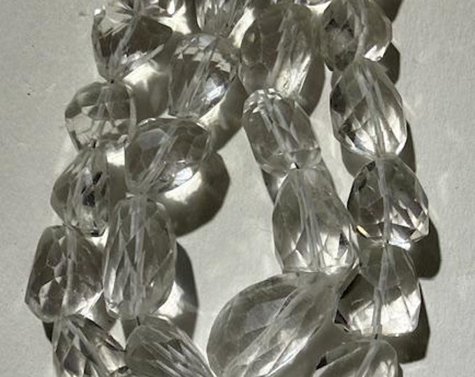 Beads, Faceted Clear quartz, Rock Crystal, Freeform crystal beads, Quartz