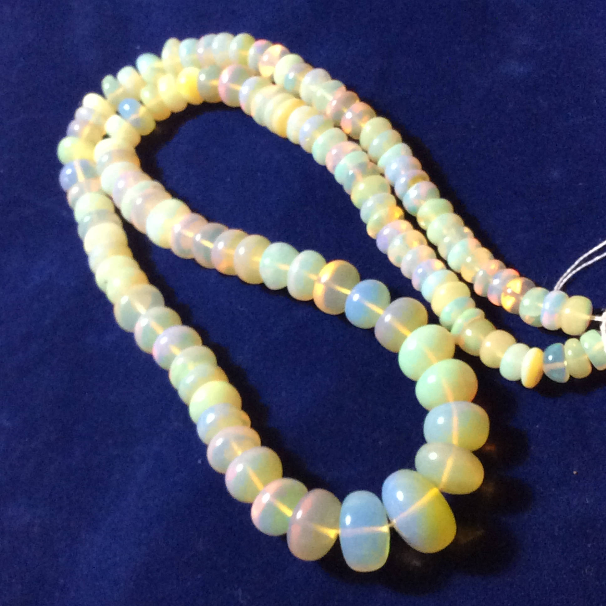 thumbnail image 2 of Czech Glass White Opal Beaded Strand – 34" Dual Strand, Silver Tipped – 4mm Rounds 2 of 4